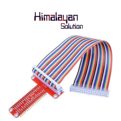 GPIO 40PIN T-TYPE RED BOARD WITH 40P RIBBON CABLE COMPATIBLE WITH RASPBERRY