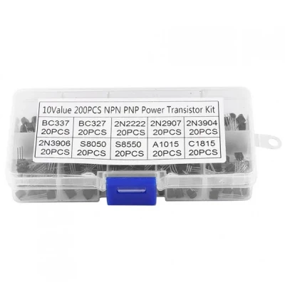 200PCS TO-92 Transistor Assortment Kit – (BC337, BC327, 2N2222, 2N2907, 2N3904, 2N3906, S8050, S8550, A1015, C1815)