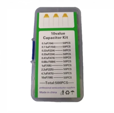 500PCS 0.1uF-10uF(104~106) Monolithic Ceramic Capacitor Assorted Kit with Storage Box