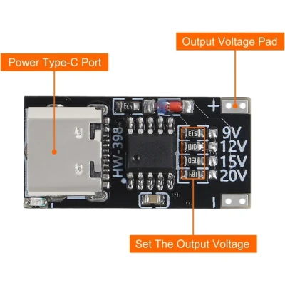 USB-C PD Type C Trigger Board PD/QC Decoy Fast Charger Module Support DC 9V 12V 15V 20V for Laptop,Router,Optical Modem Adapter