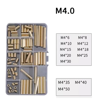 M4 Double-Pass Hexagonal Copper Column Hardware Screw Assortment Kit