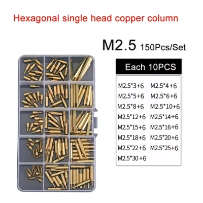 M2.5 Single Head Hexagonal Copper Column Hardware Screw Assortment Kit
