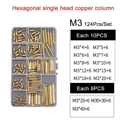 M3 Single Head Hexagonal Copper Column Hardware Screw Assortment Kit