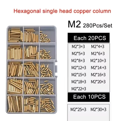 M2.0 Single Head Hexagonal Copper Column Hardware Screw Assortment Kit