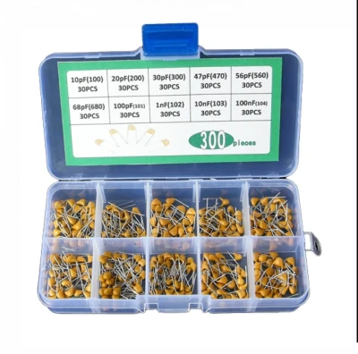 300Pcs Monolithic Ceramic Capacitor Set (10pF-100nF)