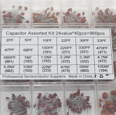 960PCS 24Value Capacitor Assorted Kit 2pF-100nF