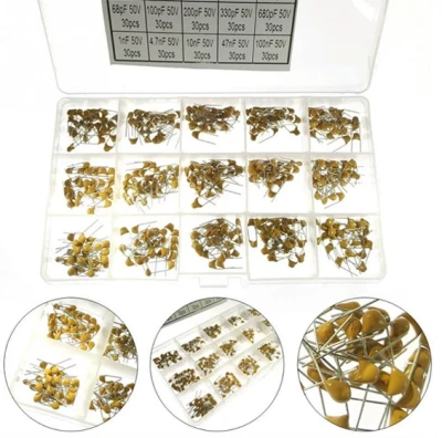 450PCS Ceramic Capacitor Assortment Kit with Storage Case 15Values 50V 10pF~100nF