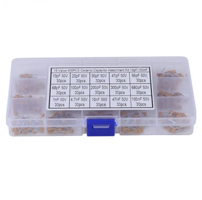 450PCS Ceramic Capacitor Assortment Kit with Storage Case 15Values 50V 10pF~100nF