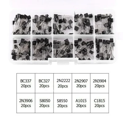 200PCS TO-92 Transistor Assortment Kit – (BC337, BC327, 2N2222, 2N2907, 2N3904, 2N3906, S8050, S8550, A1015, C1815)
