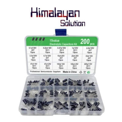 15 specifications, 200 plug-ins, 0.1uF 50V-220uF 10V electrolytic capacitor sample box, free box