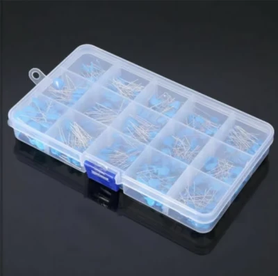 300PCS High Voltage Ceramic Capacitor Assortment Kit (1kV, 2kV, 3kV) Range 0.1nF to 22nF 15Value