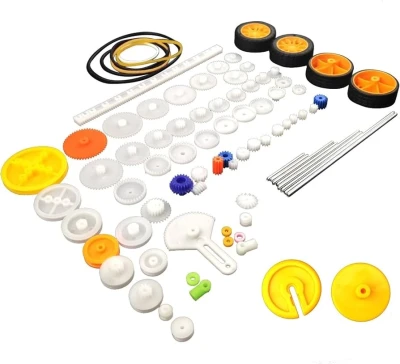 78pcs gear set, gearbox, plastic gears, axles, wheels, robot toy model.