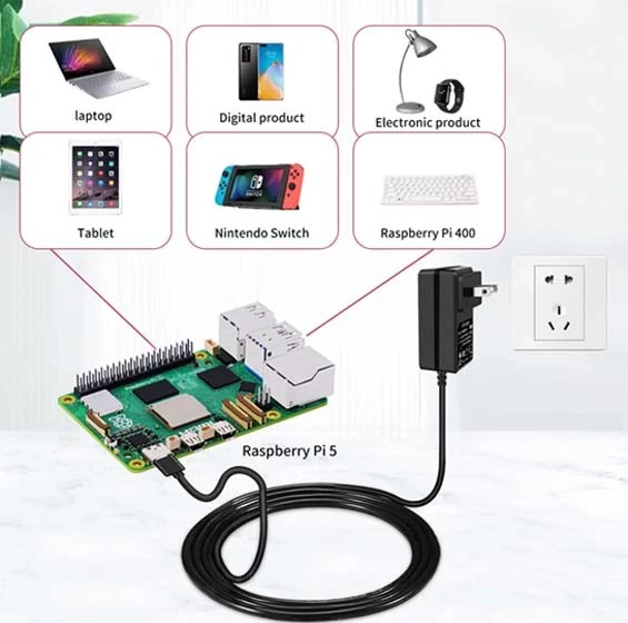 Raspberry Pi 5 Power Supply 5V 5A Type-C Power Adapter Charger