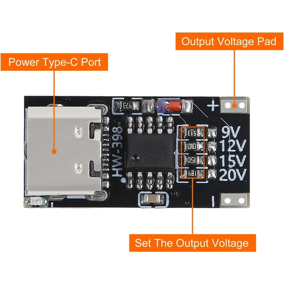 USB-C PD Type C Trigger Board PD/QC Decoy Fast Charger Module Support DC 9V 12V 15V 20V for Laptop,Router,Optical Modem Adapter