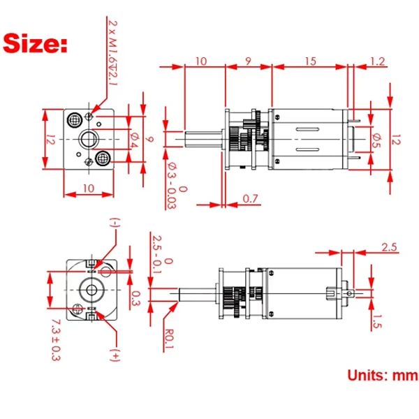 N20 Micro Gear Motor 6V 500RPM