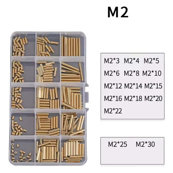 M2.0  Double-Pass Hexagonal Copper Column Hardware Screw Assortment Kit