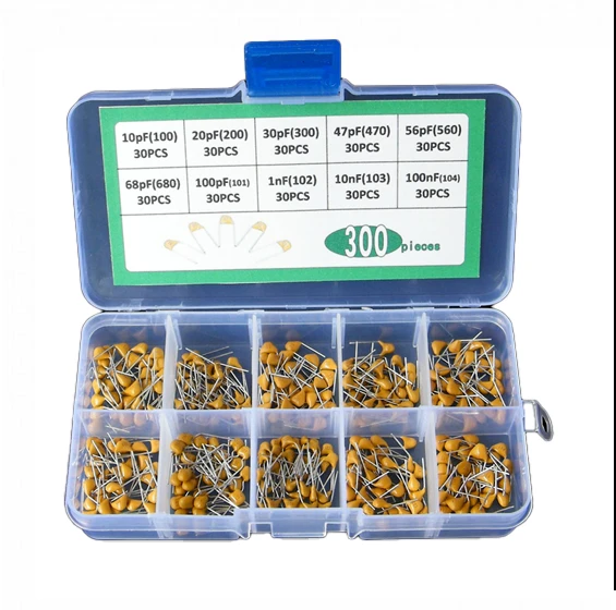 300Pcs Monolithic Ceramic Capacitor Set (10pF-100nF)