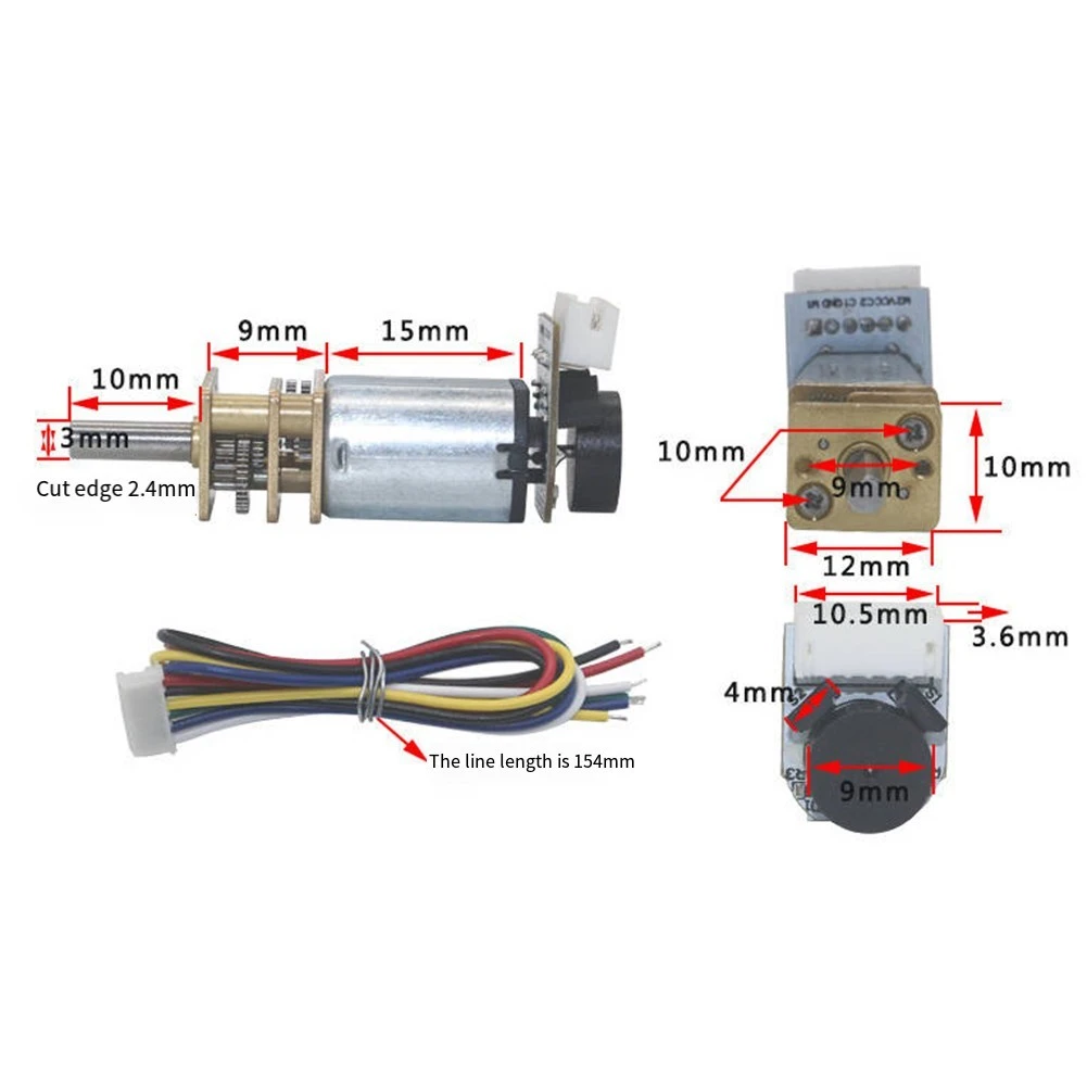 Single Phase N20 6V 600RPM Micro Metal Gear Motor With Encoder